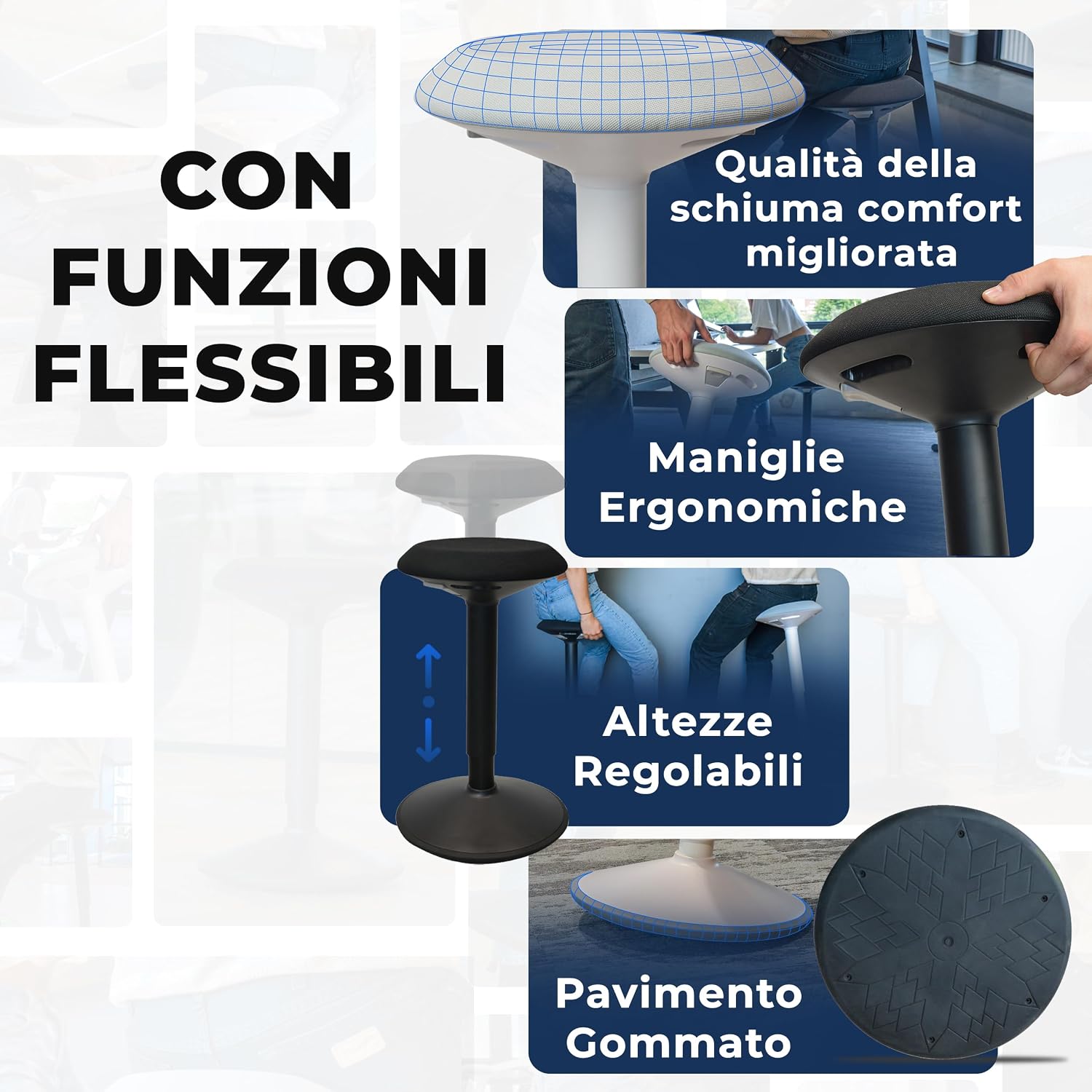 Thumbnail 2 de Backerz Sgabello Ergonomico 40–60 cm