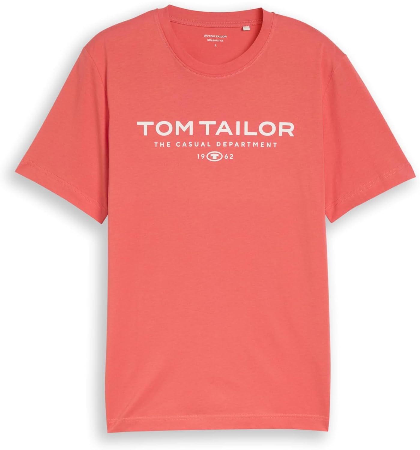 Detalle de Tom Tailor Herren T-Shirt aus Baumwolle mit Logo-Print – zuverlässiges Basics-T-Shirt