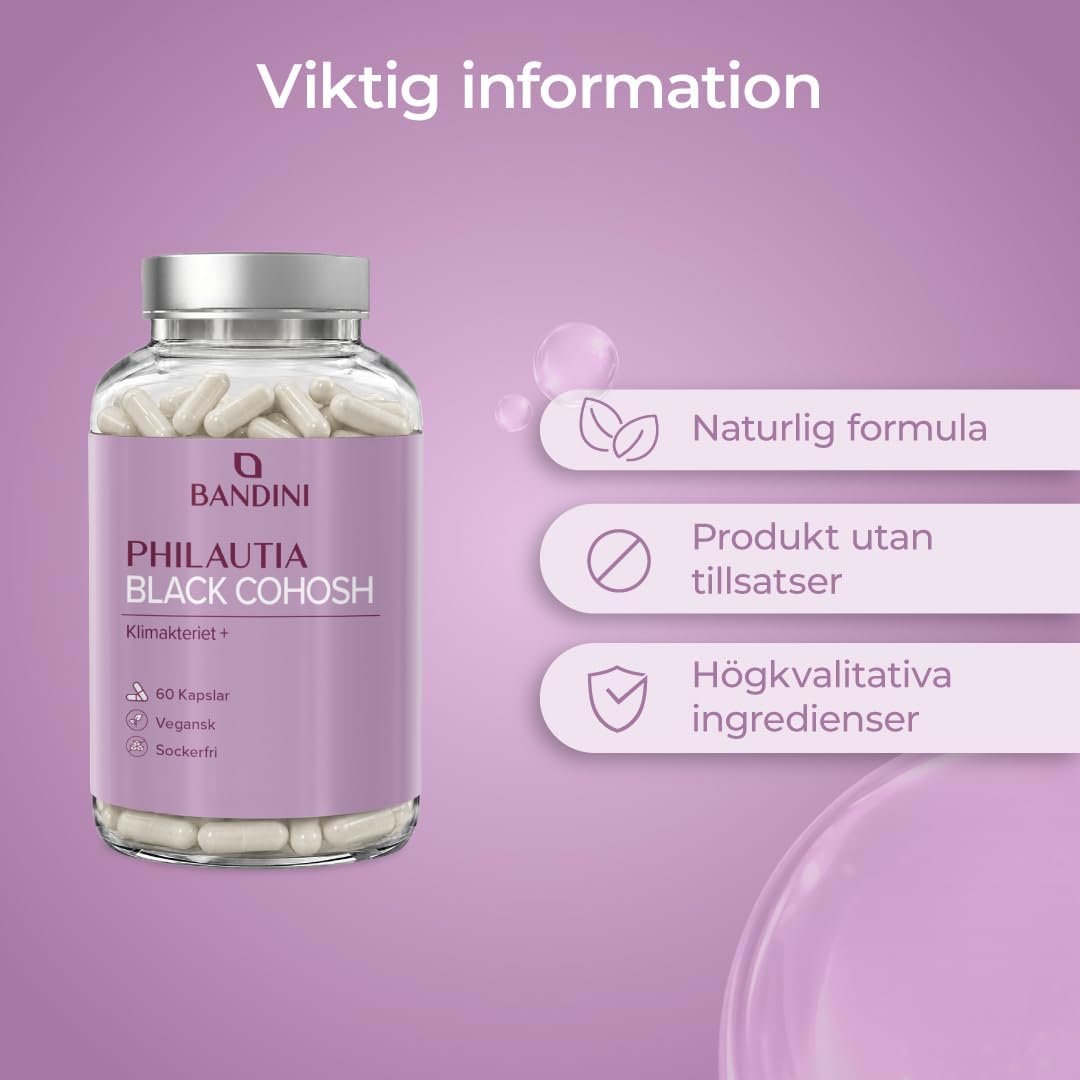 Thumbnail 6 de BANDINI Svart cohosh, rödklöver och salvia – växtbaserat tillskott, 60 kapslar