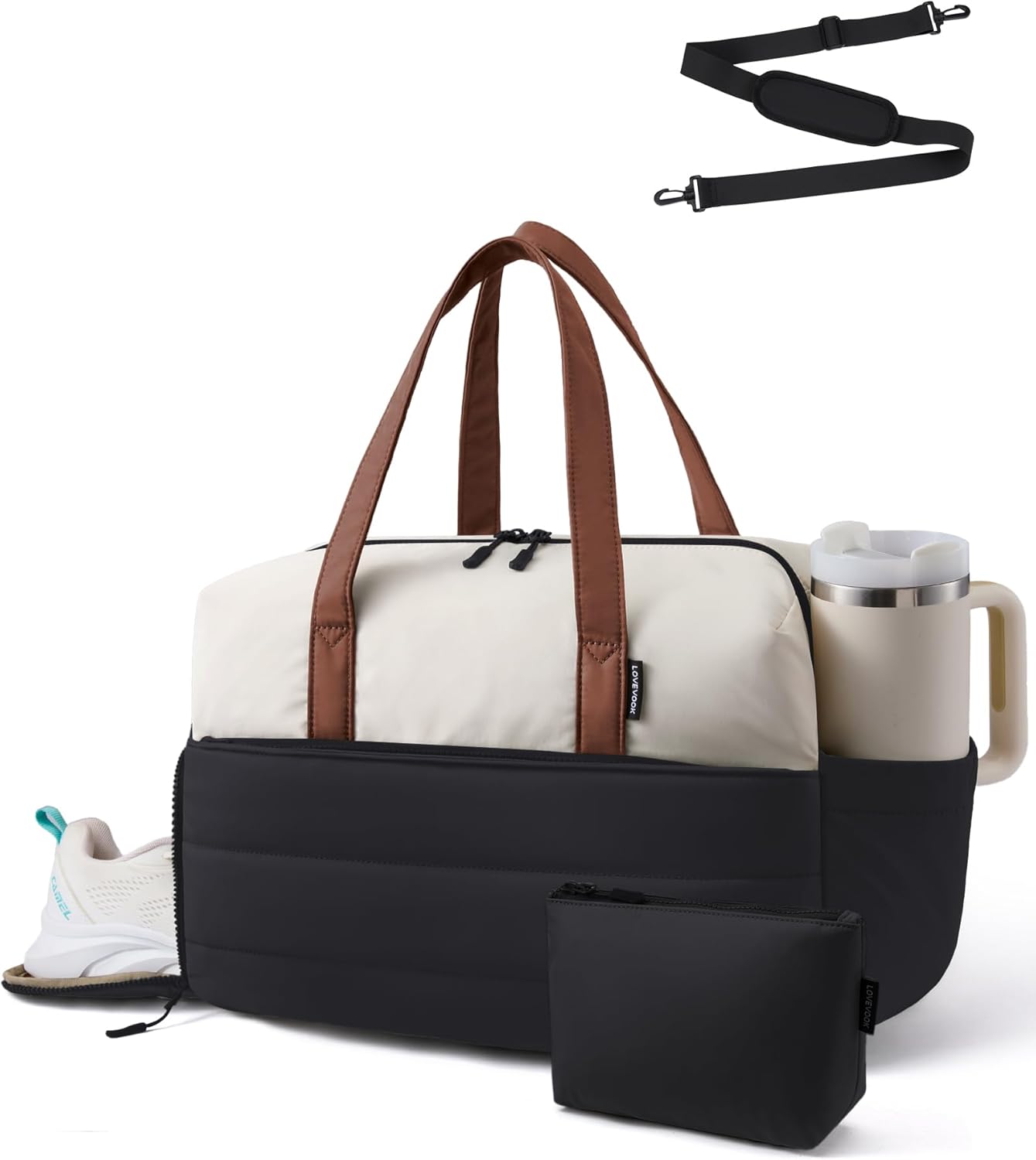 Detalle de LOVEVOOK Sporttasche/Weekender klein für Damen – handgepäcktaugliche Reisetasche mit Schuhfach