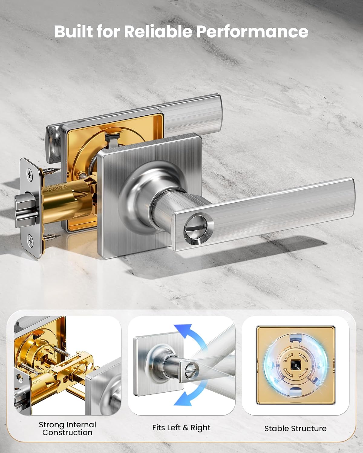 Thumbnail 6 de Veise Privacy Door Levers, Satin Nickel