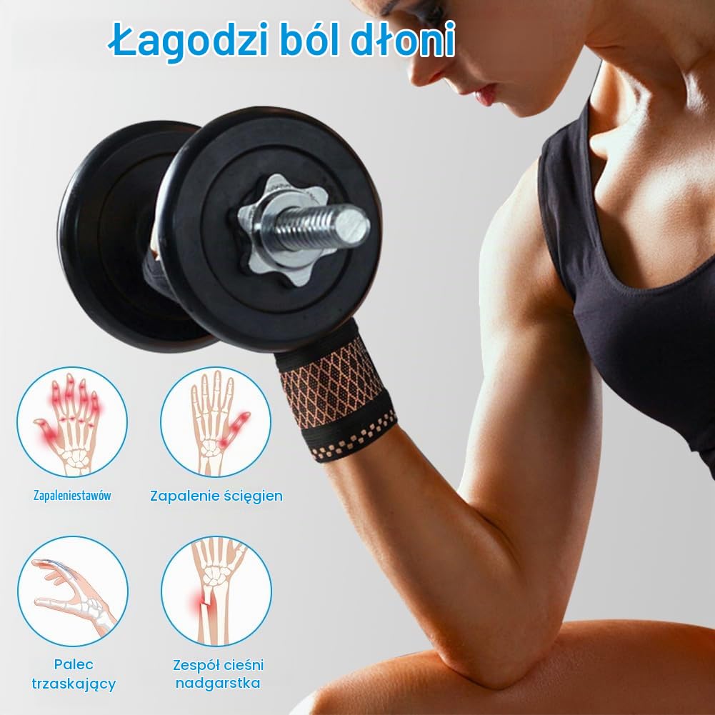 Detalle de AOOWU elastyczne opaski na nadgarstek z paskiem, 2 sztuki, rozmiar M