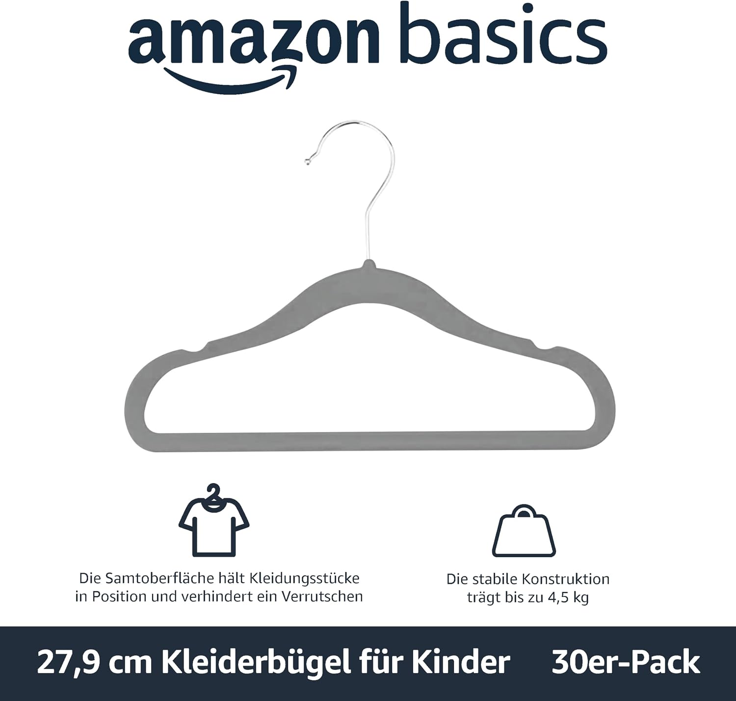 Detalle 2 de Amazon Basics Kinder-Kleiderbügel 29,5 cm