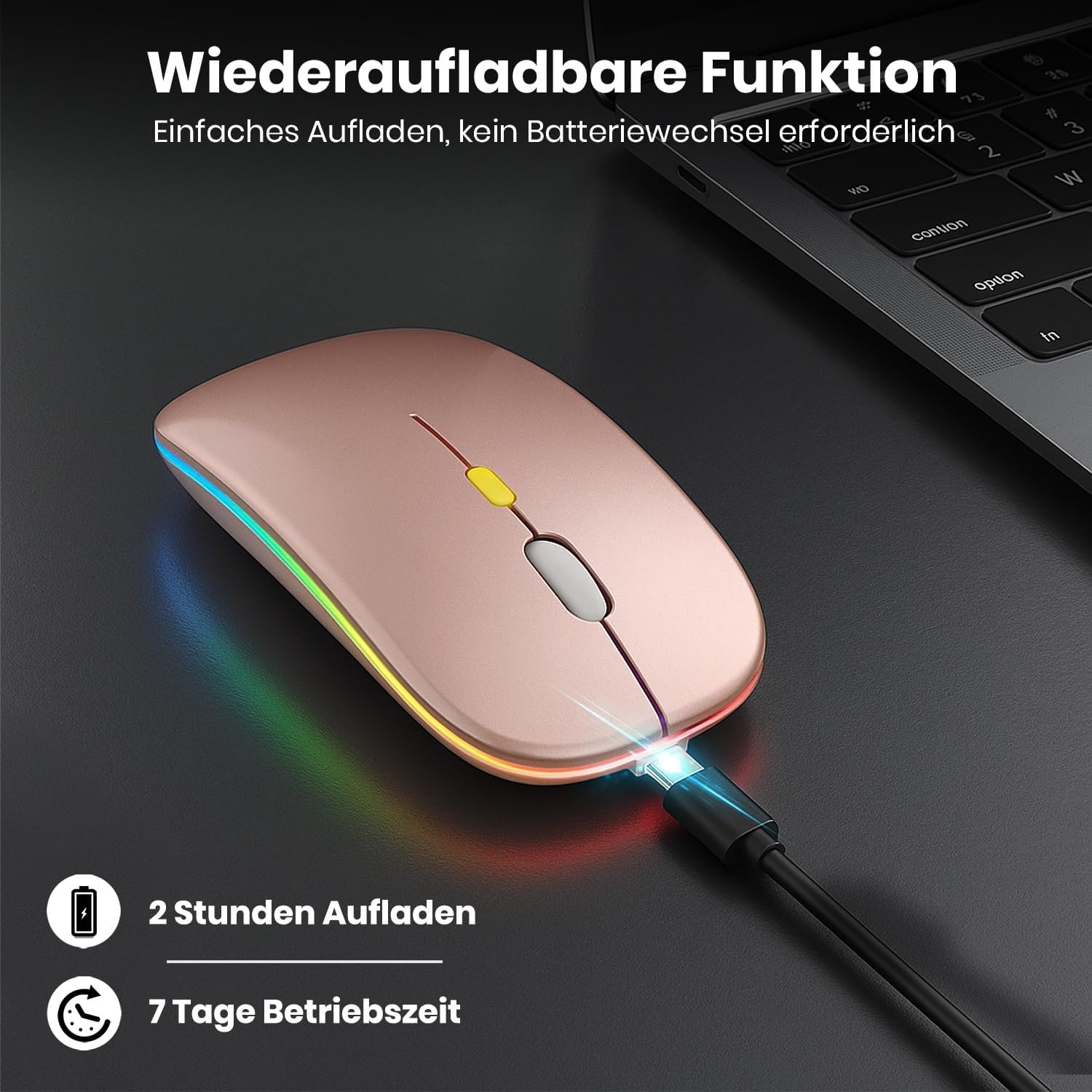 Detalle de GLOBAL TECH Kabellose Bluetooth Maus Rosa