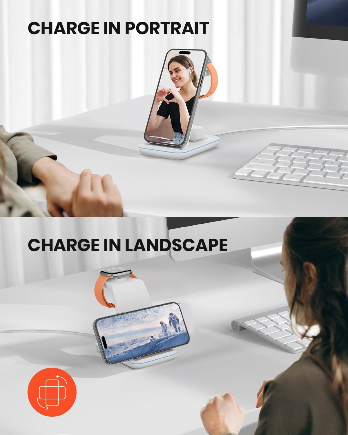 Detalle 2 de GEEKERA 3-in-1 Wireless Charger Stand
