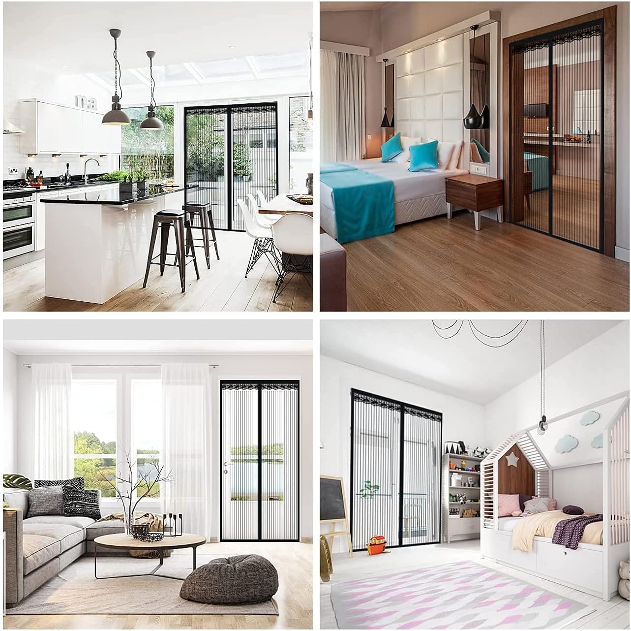 Thumbnail 3 de DIKER Fliegengitter Magnet-Tür 110×200 cm (ohne Bohren) – Moskitonetz für Balkontür, Schwarz