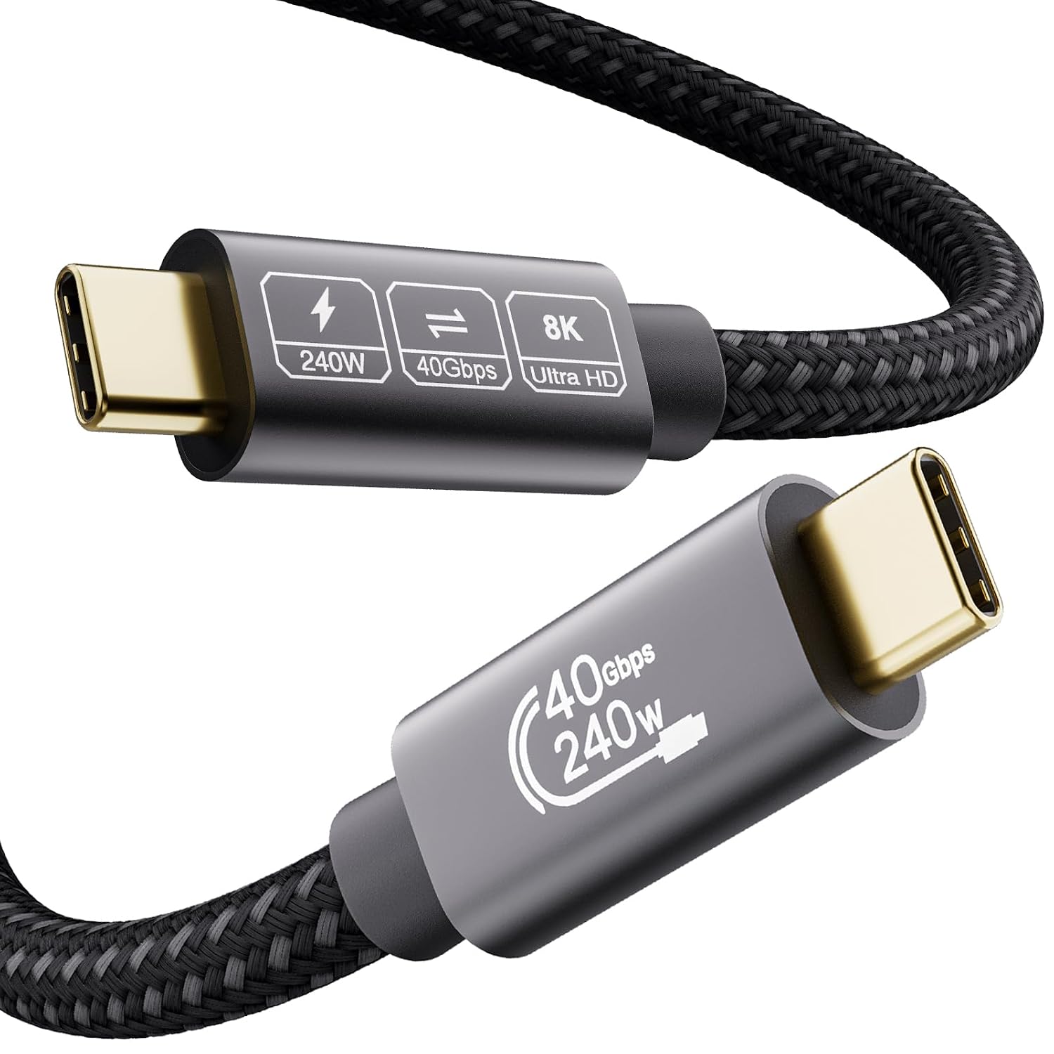 Detalle de EUDOBEL USB 4 Kabel mit Thunderbolt 4 – 0,5 m, 240 W PD3.1, 40 Gbit/s, HDR 8K@60Hz / 4K@144Hz