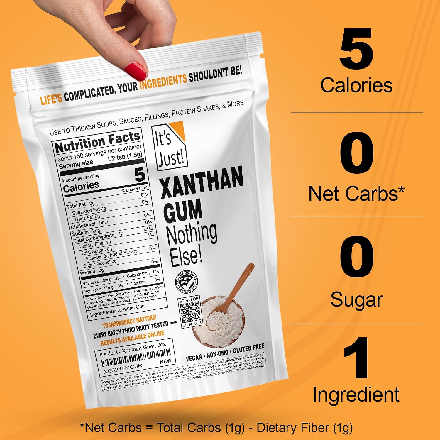 Detalle 2 de It's Just! Xanthan Gum, 8 oz Thickener for Baking, Sauces, and Dressings