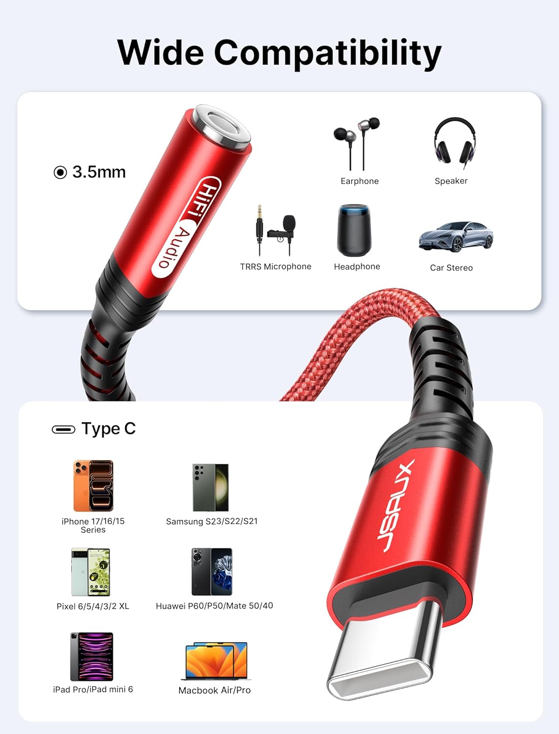 Thumbnail 6 de JSAUX USB C to 3.5mm Headphone Jack Adapter: DAC‑powered audio on USB‑C devices