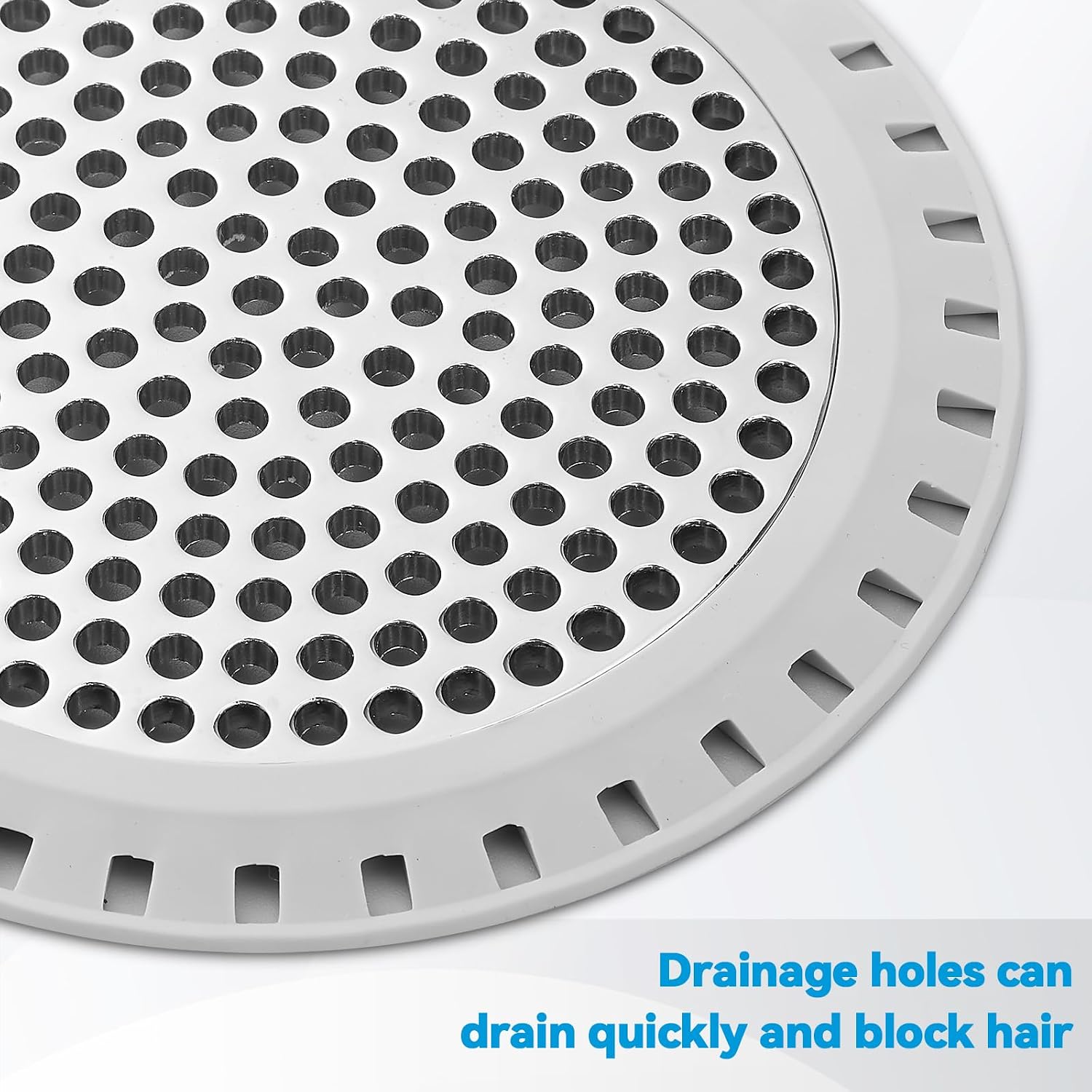 Detalle de Aluvor AL-Round Shower Drain Hair Catcher, Weighted Metal, Silver Gray