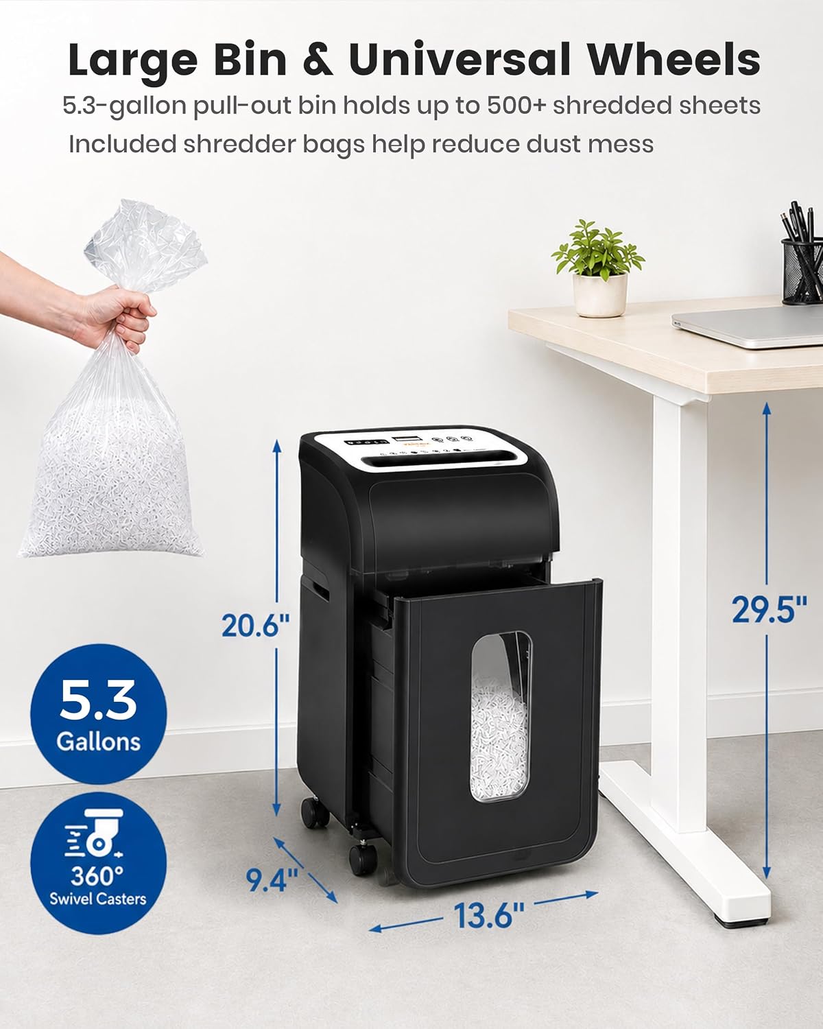 Thumbnail 4 de VidaTeco OS2502 14-Sheet Micro-Cut Paper Shredder, P-4, 60-Minute Runtime