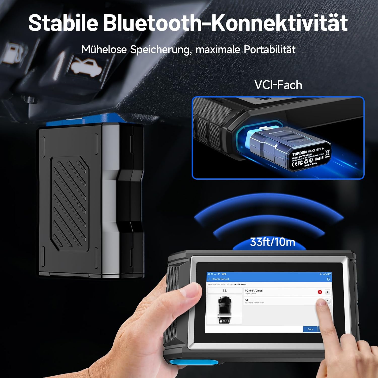 Detalle de TOPDON ArtiDiag800 BT 2 OBD2 Diagnosegerät – All-System-Diagnose mit FCA-Gateway und CAN-FD