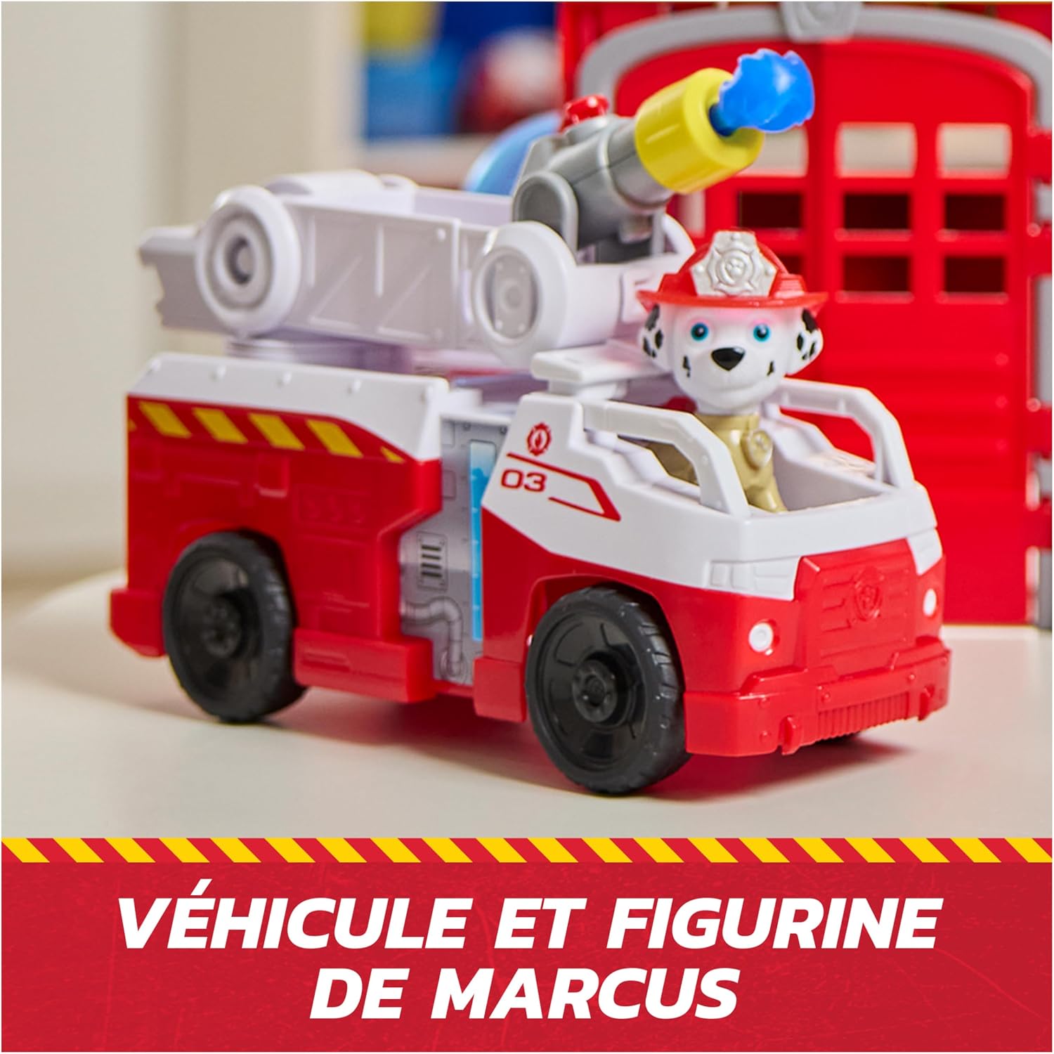 Thumbnail 6 de Paw Patrol Pat Patrouille – Caserne de pompiers Fire Rescue avec véhicule et figurine Marcus (Marshall) – jeu d’effets lumineux et sonores