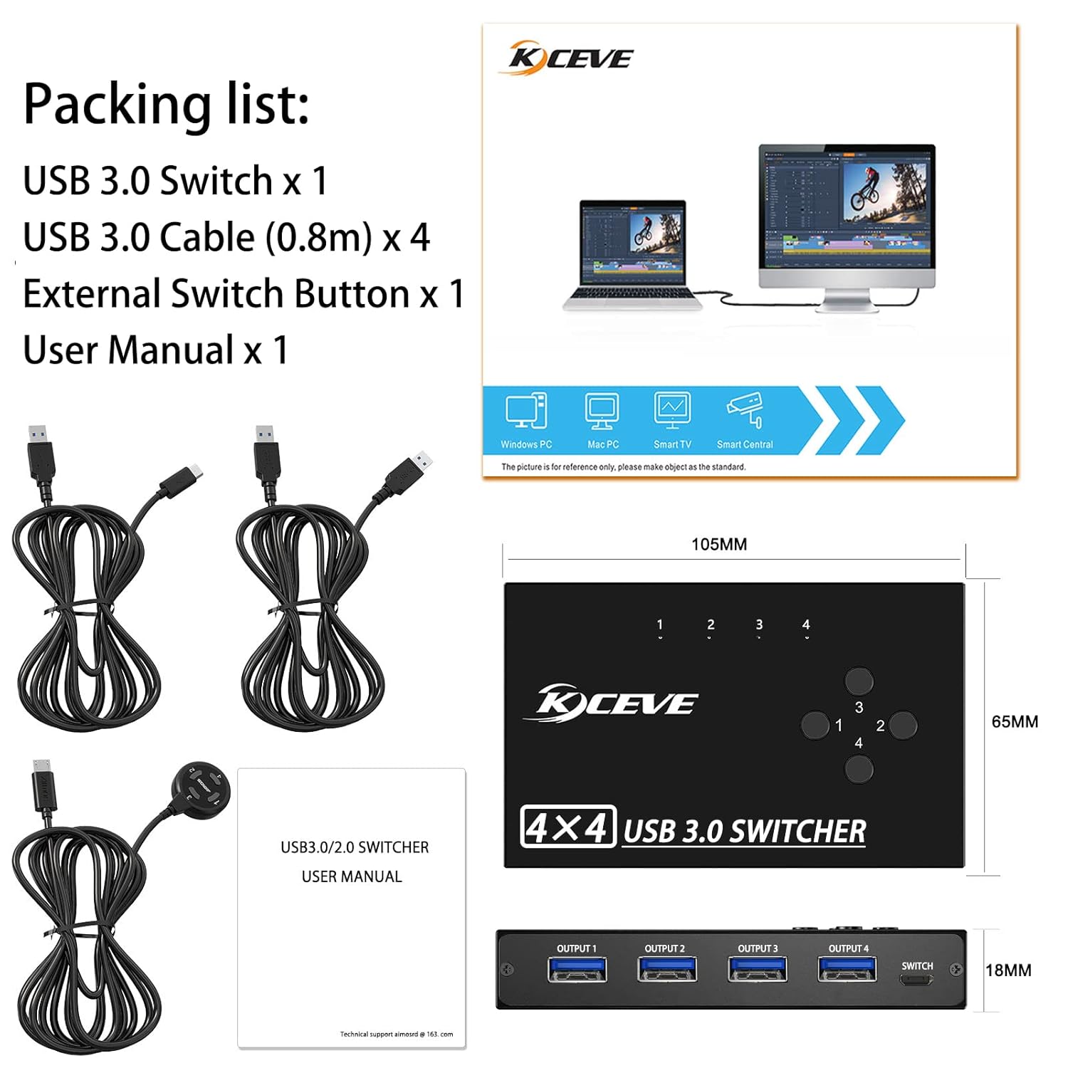 Thumbnail 6 de MLEEDA USB 3.0 Switch 4 PC — USB-KVM Umschalter