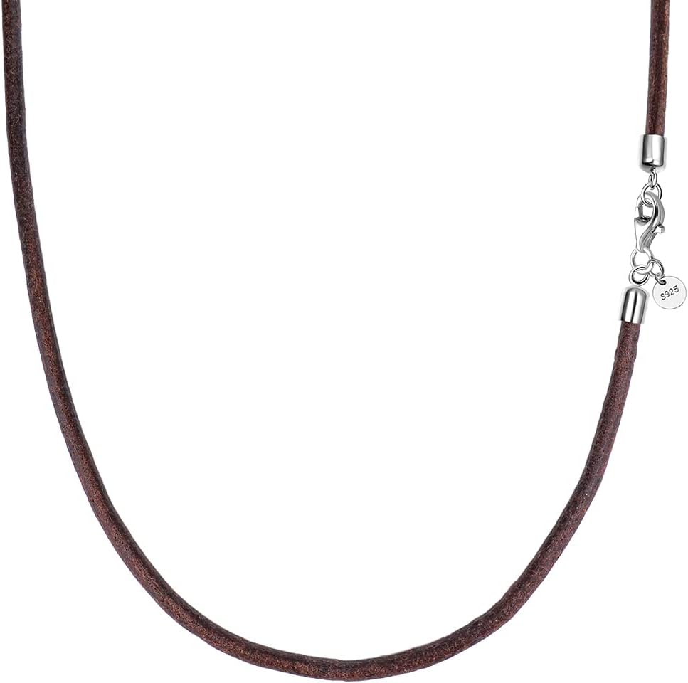 Detalle de Viwind Echtleder Halskette mit 925 Sterling Silber Verschluss (2,5/3 mm), geflochten, Länge 45–60 cm