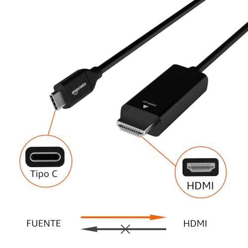 Detalle 2 de Cable adaptador USB-C (fuente) a HDMI (pantalla) Amazon Basics, 4K 30 Hz, 1,8 m, negro