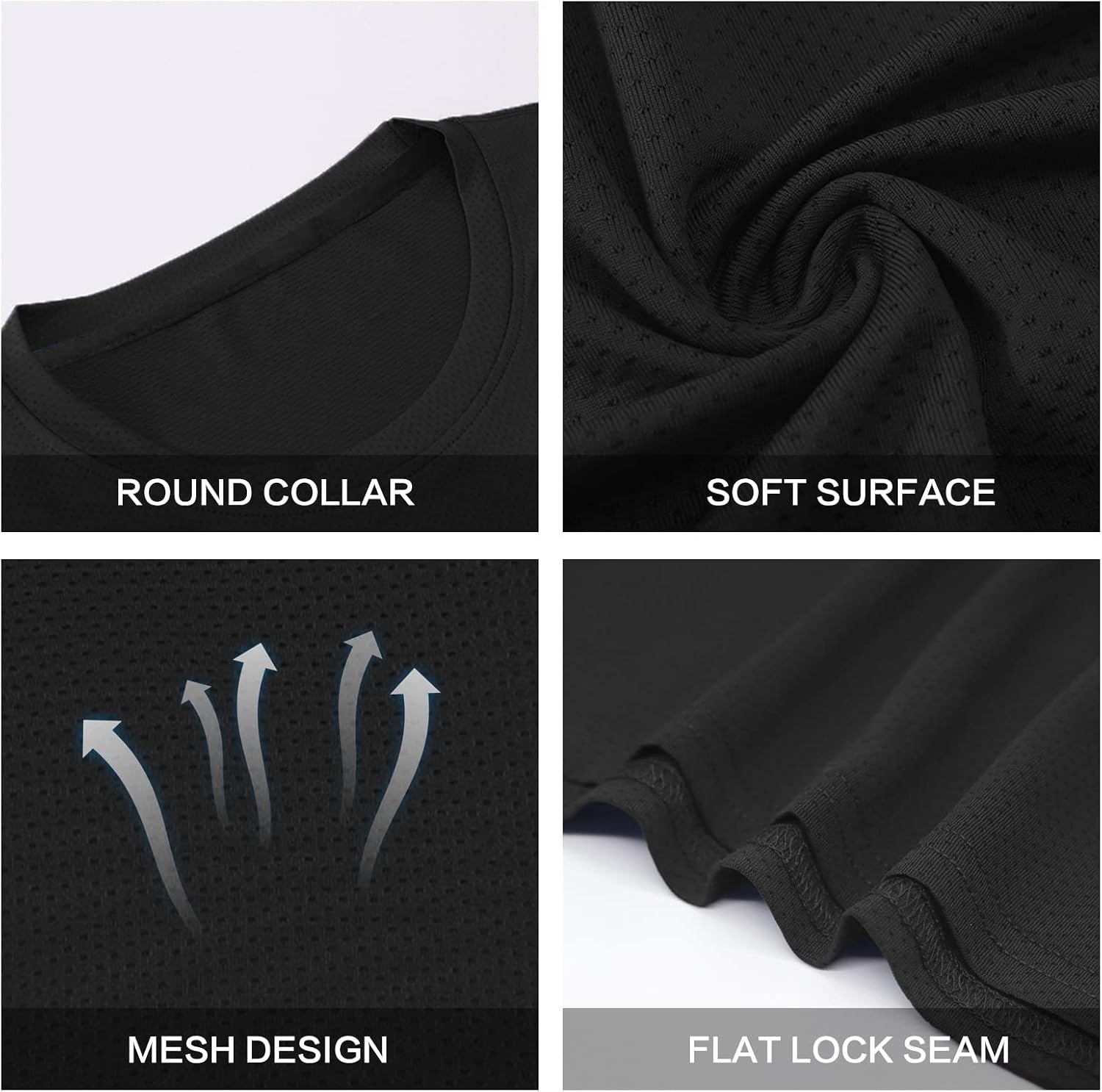 Detalle de MEETWEE Sportshirt Herren – Kurzarm Mesh Funktionsshirt, atmungsaktiv und schnelltrocknend