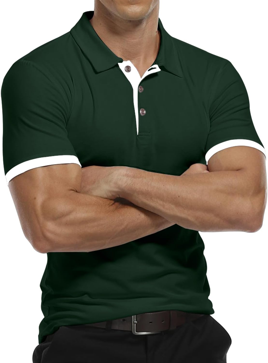 Detalle de KUYIGO Men's Long & Short Sleeve Polo Shirts – 95% Cotton Slim Fit Basics