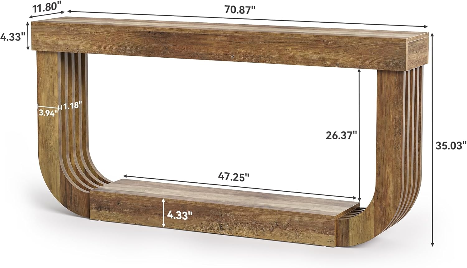 Detalle 2 de LITTLE TREE XFVC-TS08 2-Tier Console Table, 70.9-Inch Rustic Brown