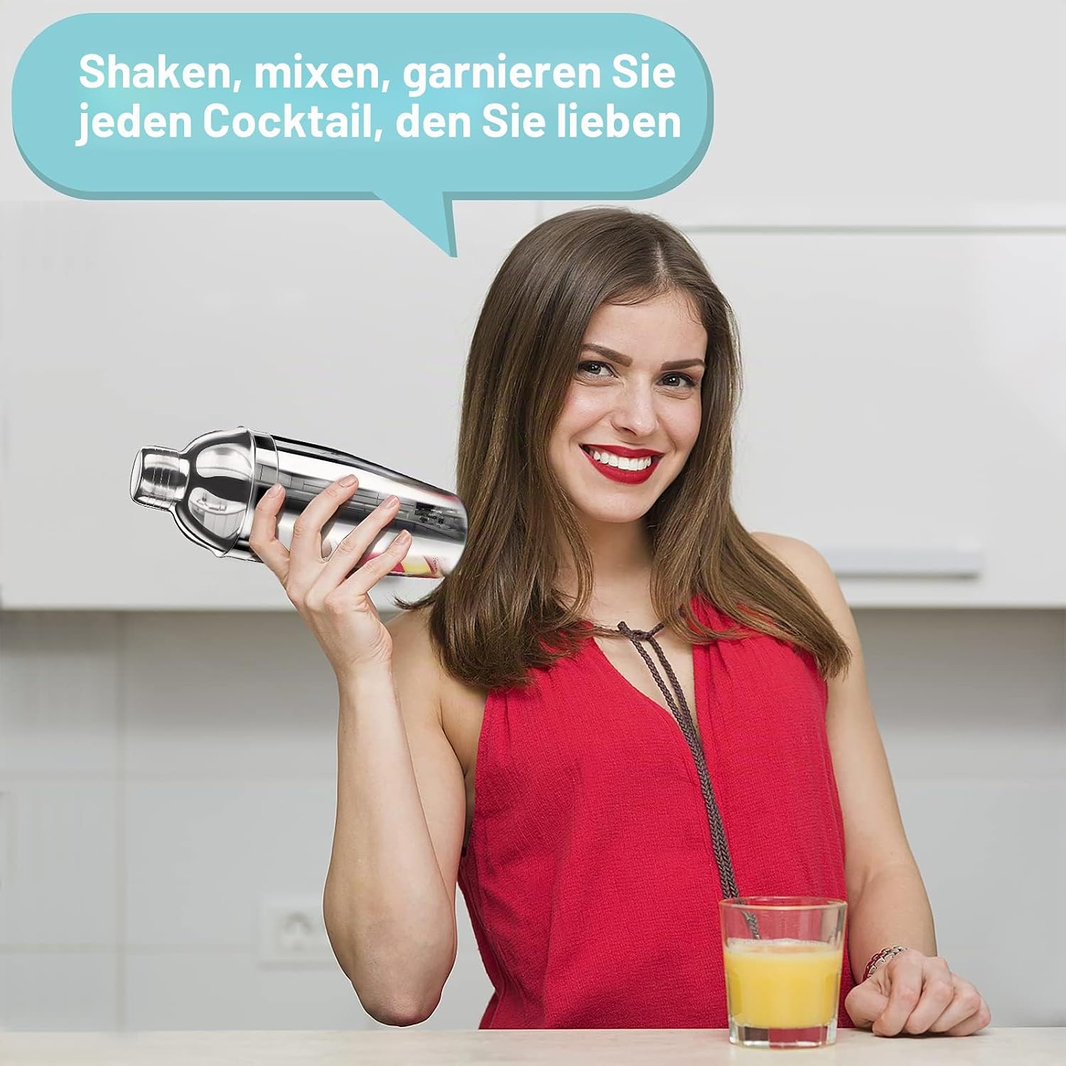 Thumbnail 6 de Cocktail Shaker Set aus 304 Edelstahl – 8-teiliges Barkeeper-Set mit 750 ml Mixbehälter