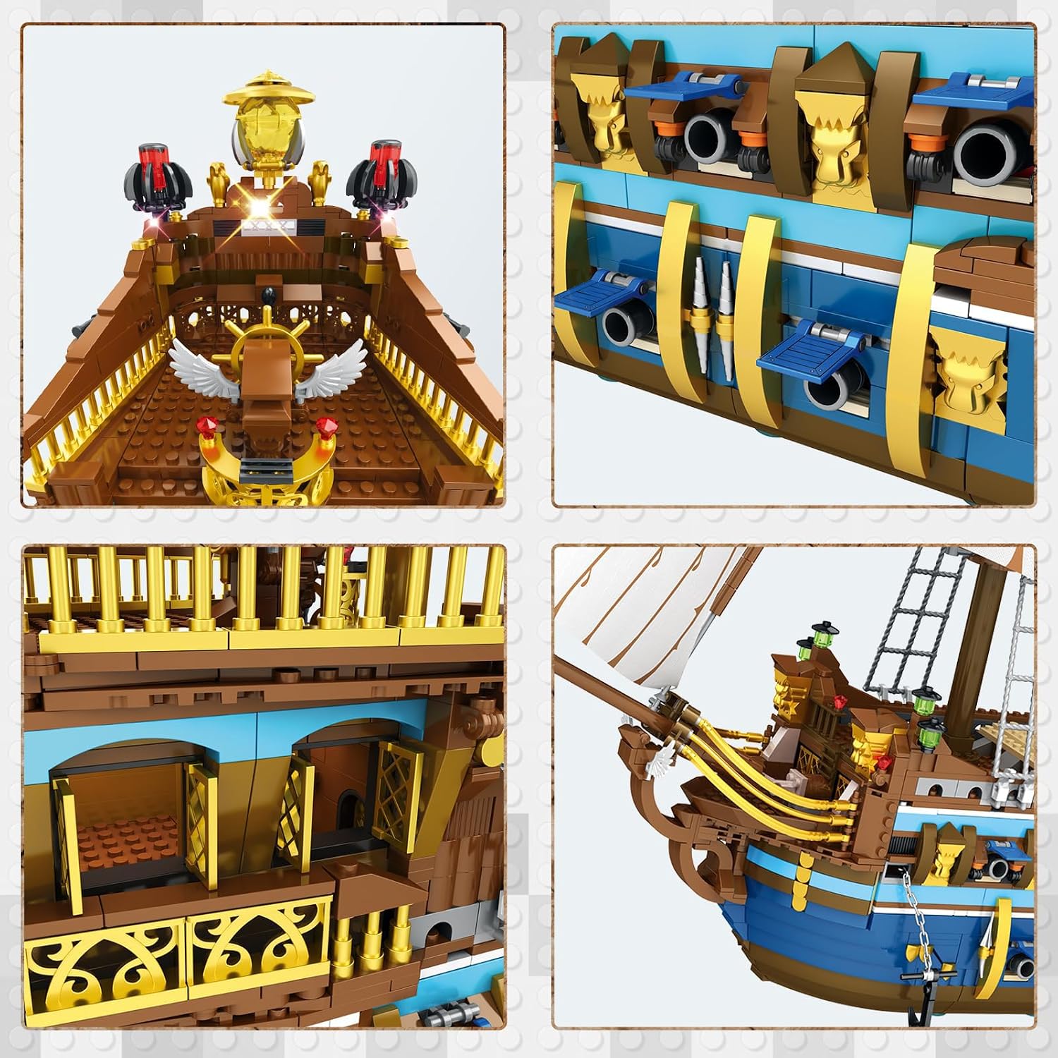 Thumbnail 3 de JMBricklayer 40103 – Kit de construction à pince pour maquette de bateau pirate de la Flotte Royale du Soleil