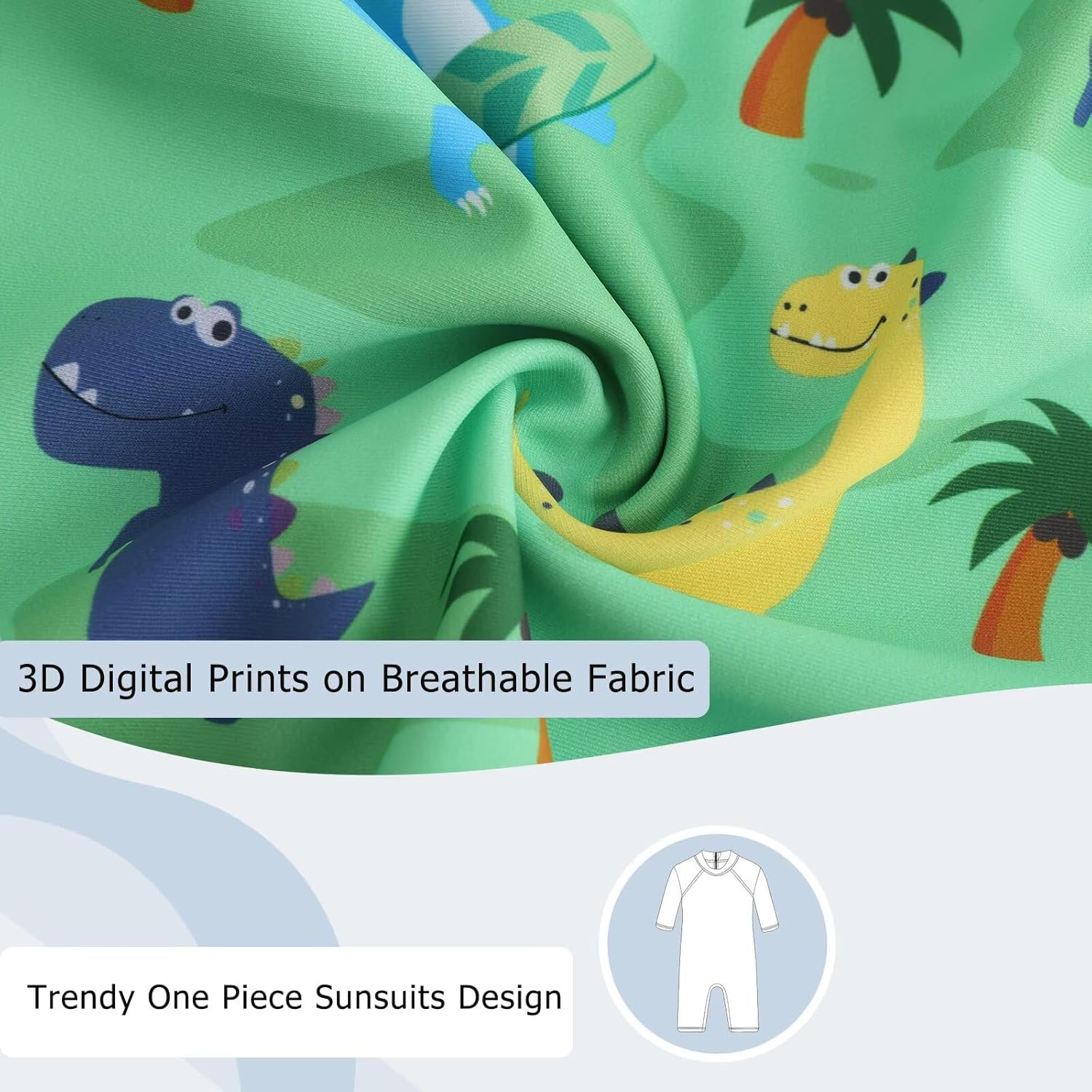 Thumbnail 3 de Aisyee UV-Kleidung Baby Badeanzug Kurzarm Einteiler – UV-Schutz, Rücken-Reißverschluss, buntes Design
