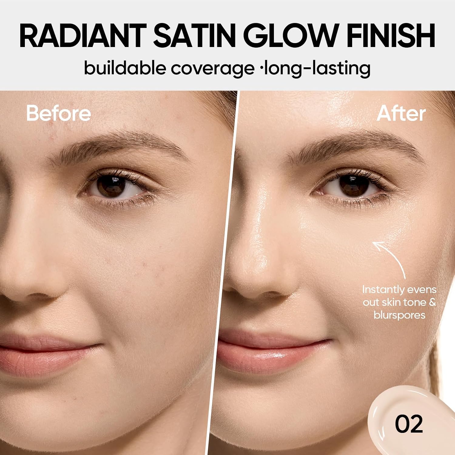 Detalle 2 de SKINTIFIC Cover Glow Perfect Cushion Foundation #02 Ivory — natural radiant cushion foundation for dry & combination skin