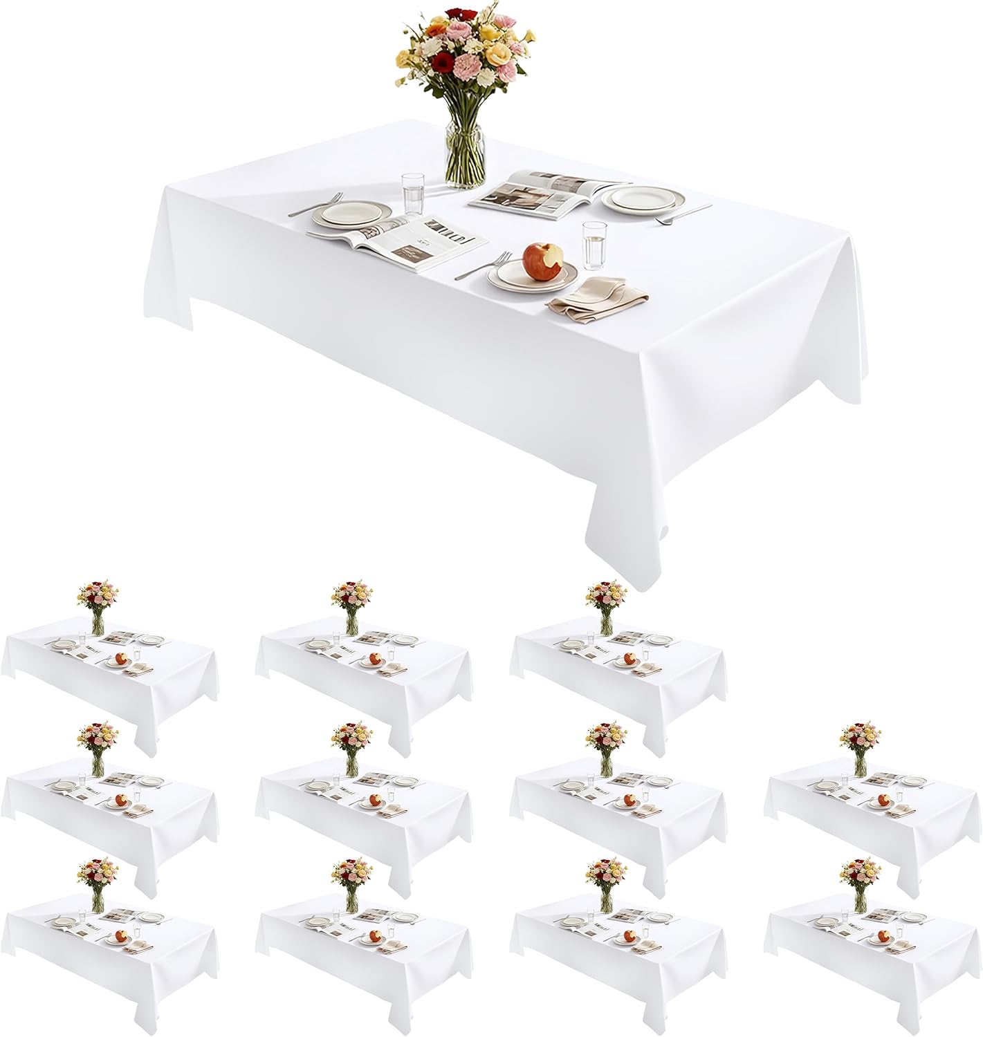 Thumbnail 1 de Lemict Rectangle Tablecloth 60" x 84" (Black) – Washable, Wrinkle-Free, 6 Pack