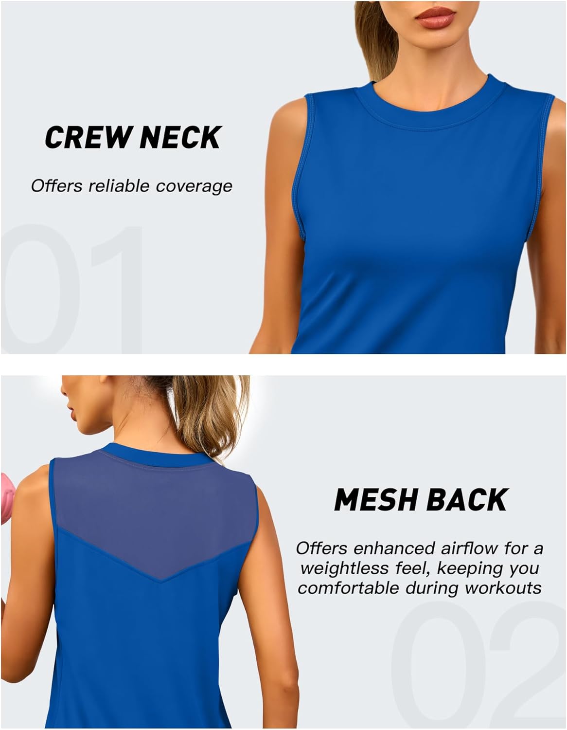 Thumbnail 3 de Memouniva canotta sportiva donna senza maniche per palestra, yoga, corsa e fitness