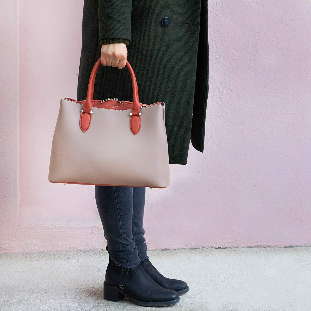 Thumbnail 2 de David Jones sac à main femme Cabas fourre-tout bicolore en PU (taille moyenne, 3 compartiments) porté épaule/bandoulière
