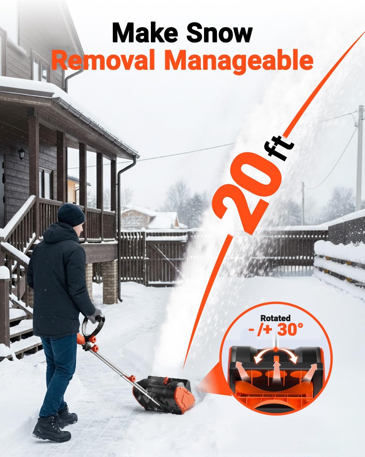 Thumbnail 2 de VOLTASK 12-Inch Corded Snow Blower 10 Amp ☃