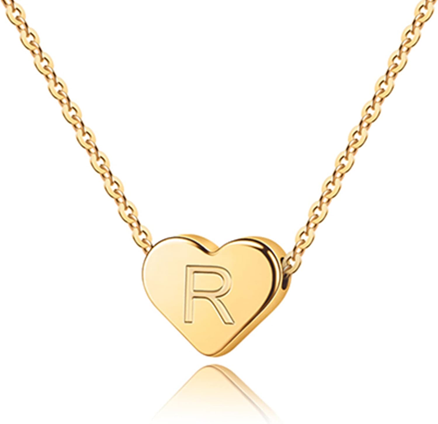 Detalle de TINGN Cuore Initial Collane: Collana con Cuore e Lettera R in oro riempito 14K per Donne e Ragazze