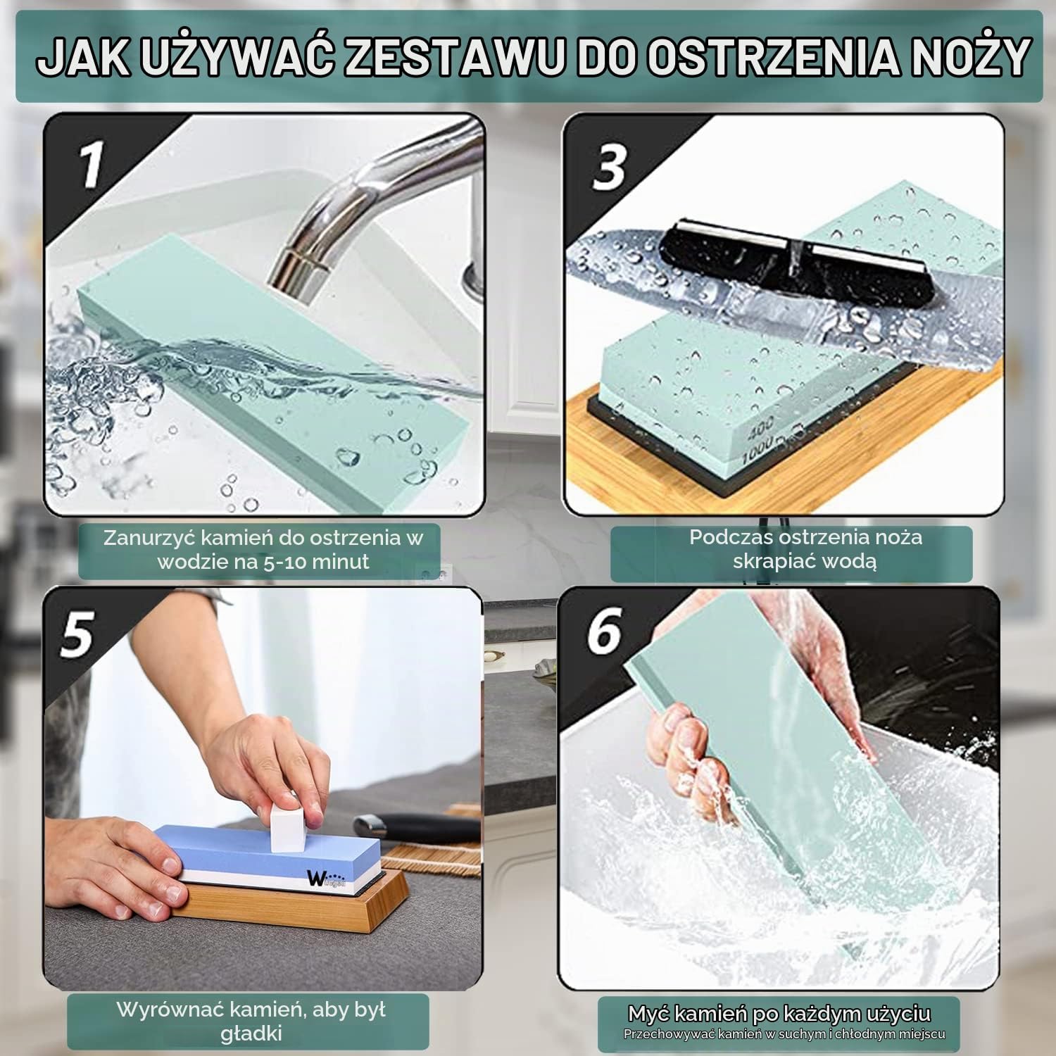 Thumbnail 6 de wucgea 5 in 1 – osełka 1000/6000 z bambusową podstawą i prowadnicą kąta
