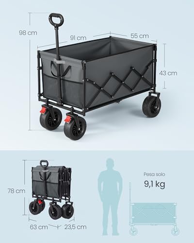 Thumbnail 6 de SONGMICS Carro Plegable para Jardín GFW201G101: carga de 180 kg y 200 L, ideal para exterior