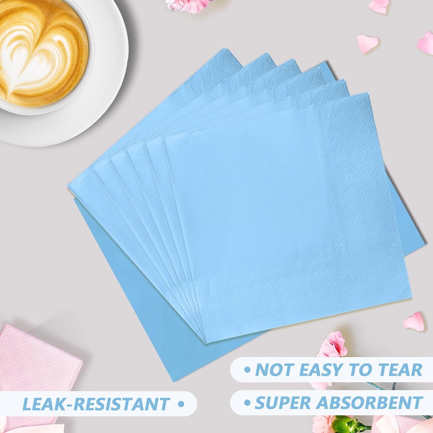 Detalle 1 de Light blue disposable party tableware set, 120 pieces