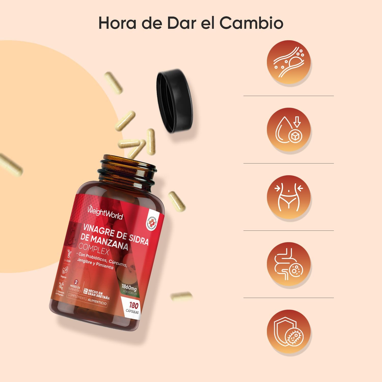 Thumbnail 2 de Vinagre de Sidra de Manzana 1860 mg - Salud Digestiva 🍎