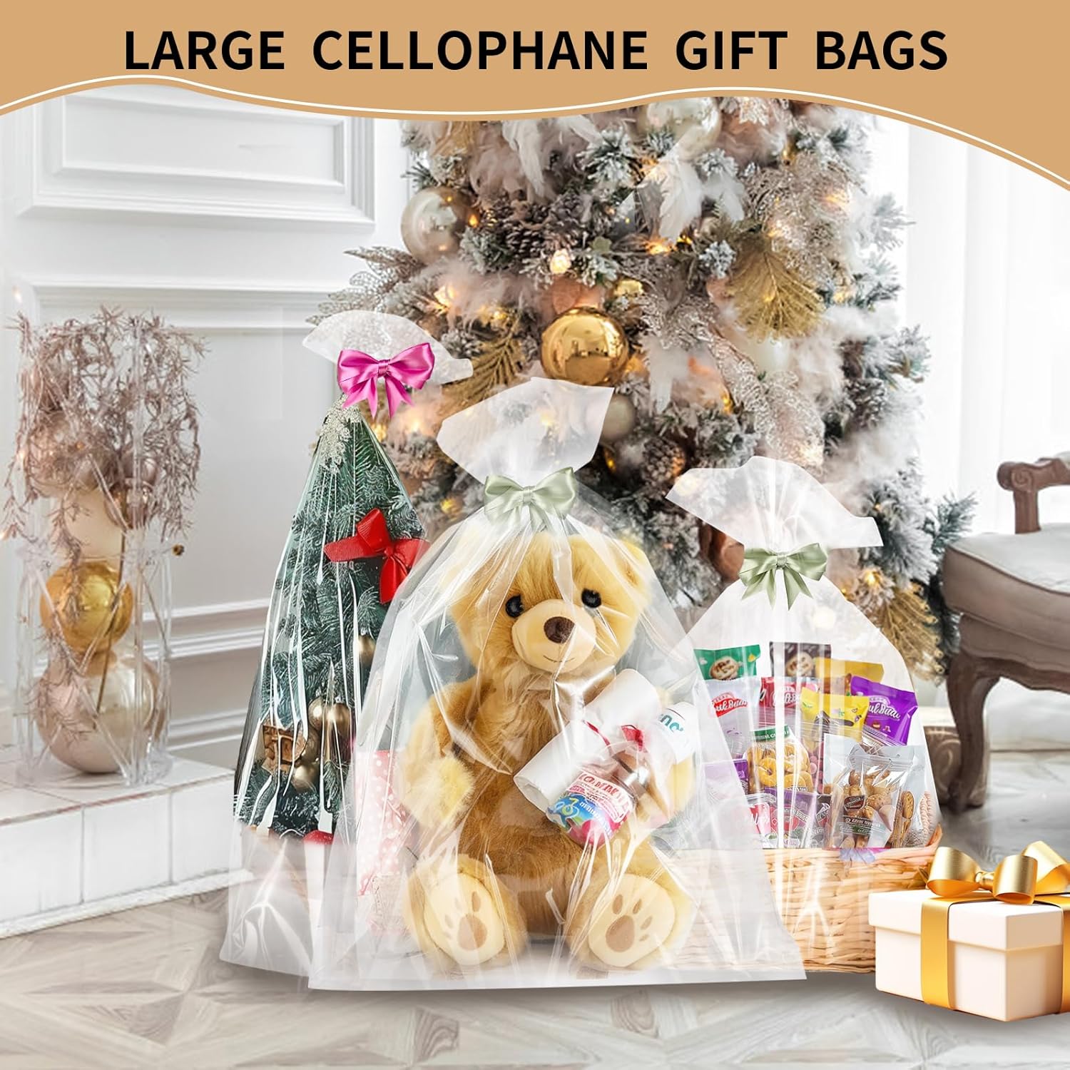 Thumbnail 4 de woric 40x50 Inch Jumbo Clear Cellophane Gift Bags (6 Pack)