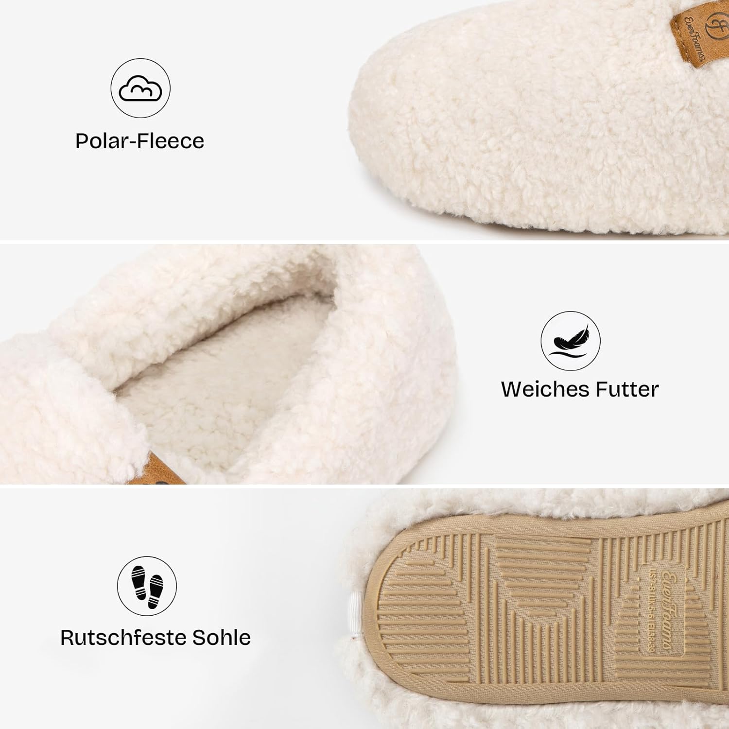 Thumbnail 4 de EverFoams Damen Winter-Warm Hausschuhe mit Memory-Foam und Kunstwoll-Futter