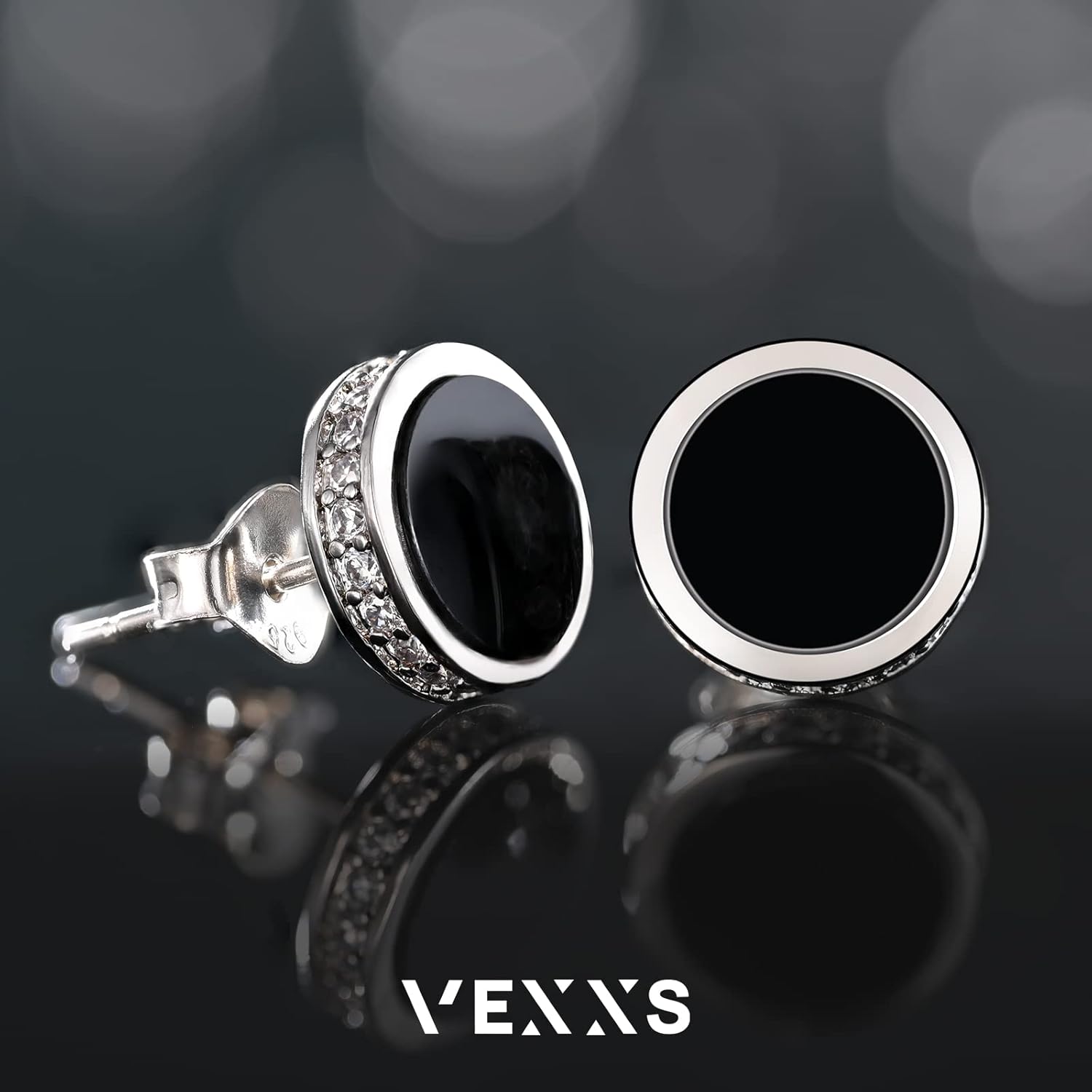Detalle de VEXXS Ohrringe Herren Silber 925 – Gold/Weißgold Beschichtung, 5A Zirkonia