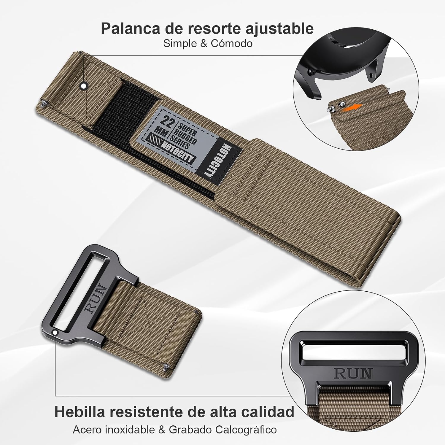 Detalle de NotoCity Correa nylon 22mm para smartwatch