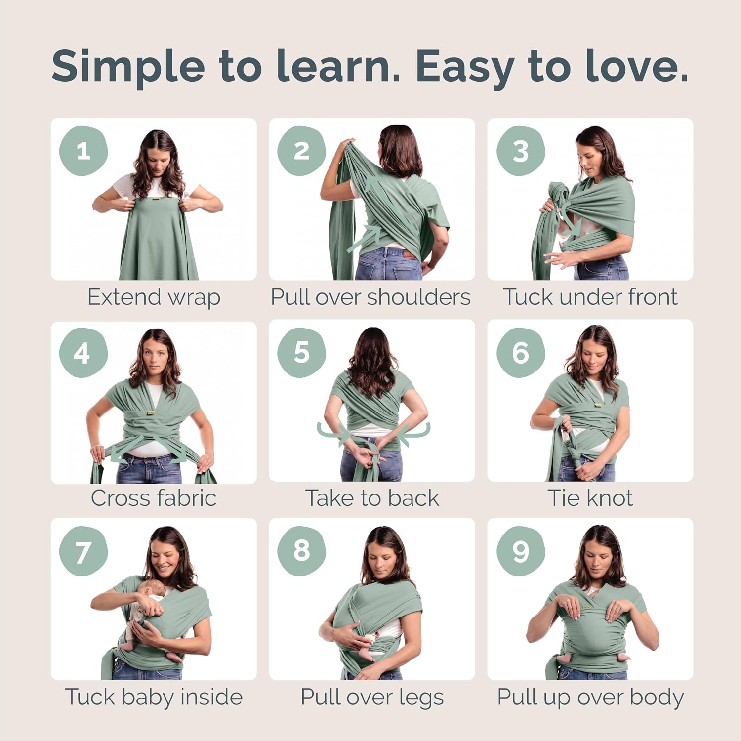Thumbnail 5 de Boba Baby Wrap Carrier – Original Baby Sling Carrier (7–35 lbs) in Sage Green