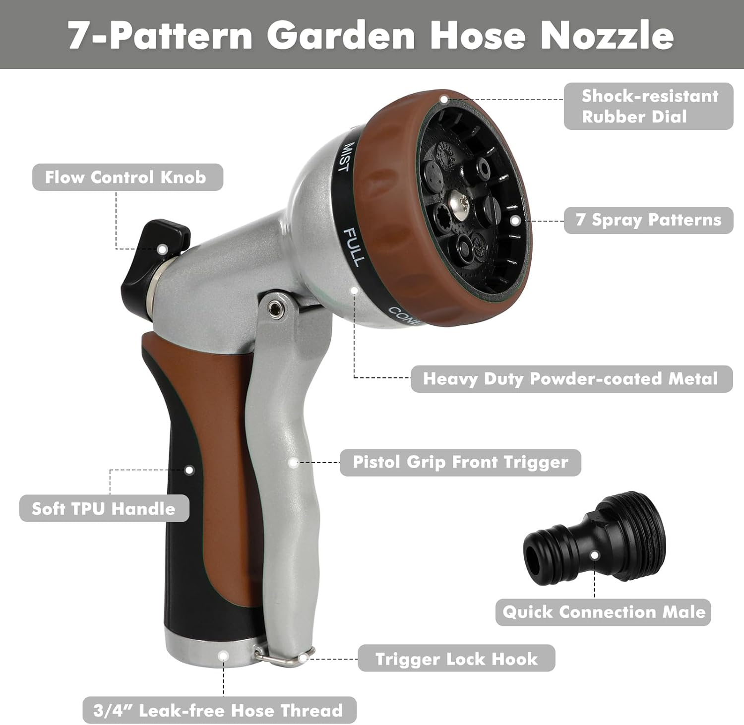 Thumbnail 1 de RESTMO Heavy-Duty Hose Pipe Spray Gun with 7 Patterns