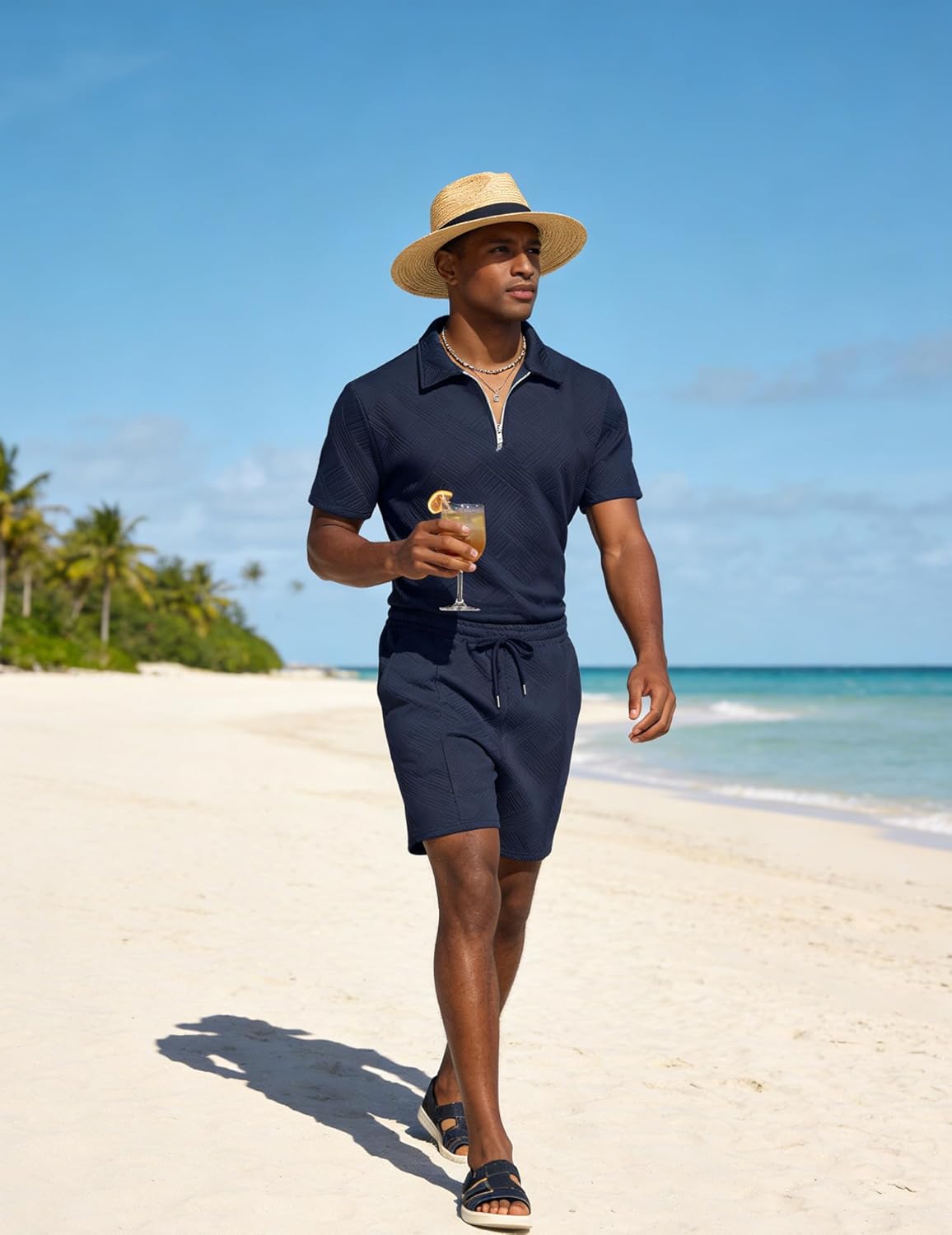 Thumbnail 4 de UOUA Men’s Summer Track Suits 2-Piece Shorts Set: Lightweight Comfort with Classic Style