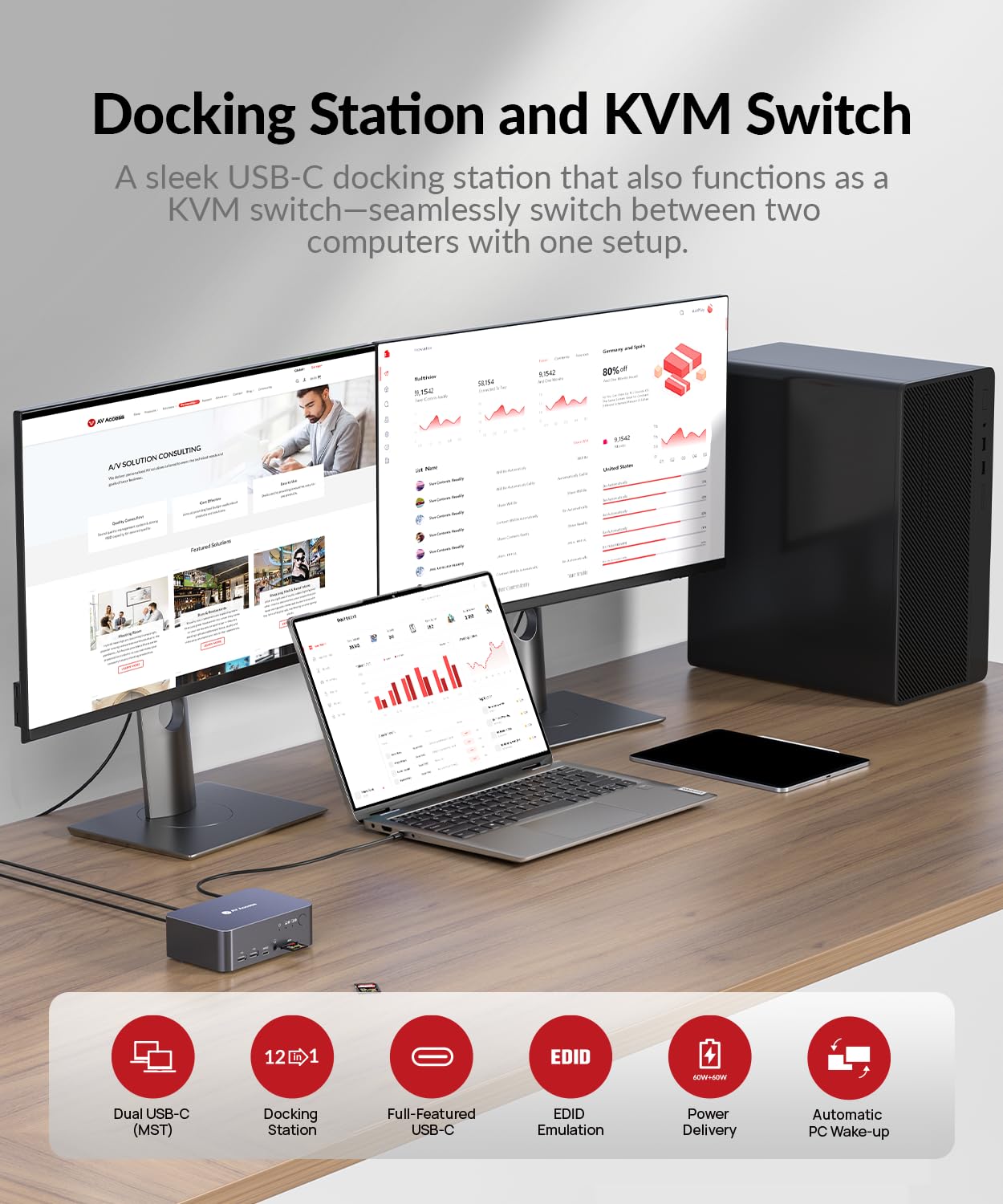 Detalle 2 de AV Access iDock C10 Dual Monitor KVM Docking Station
