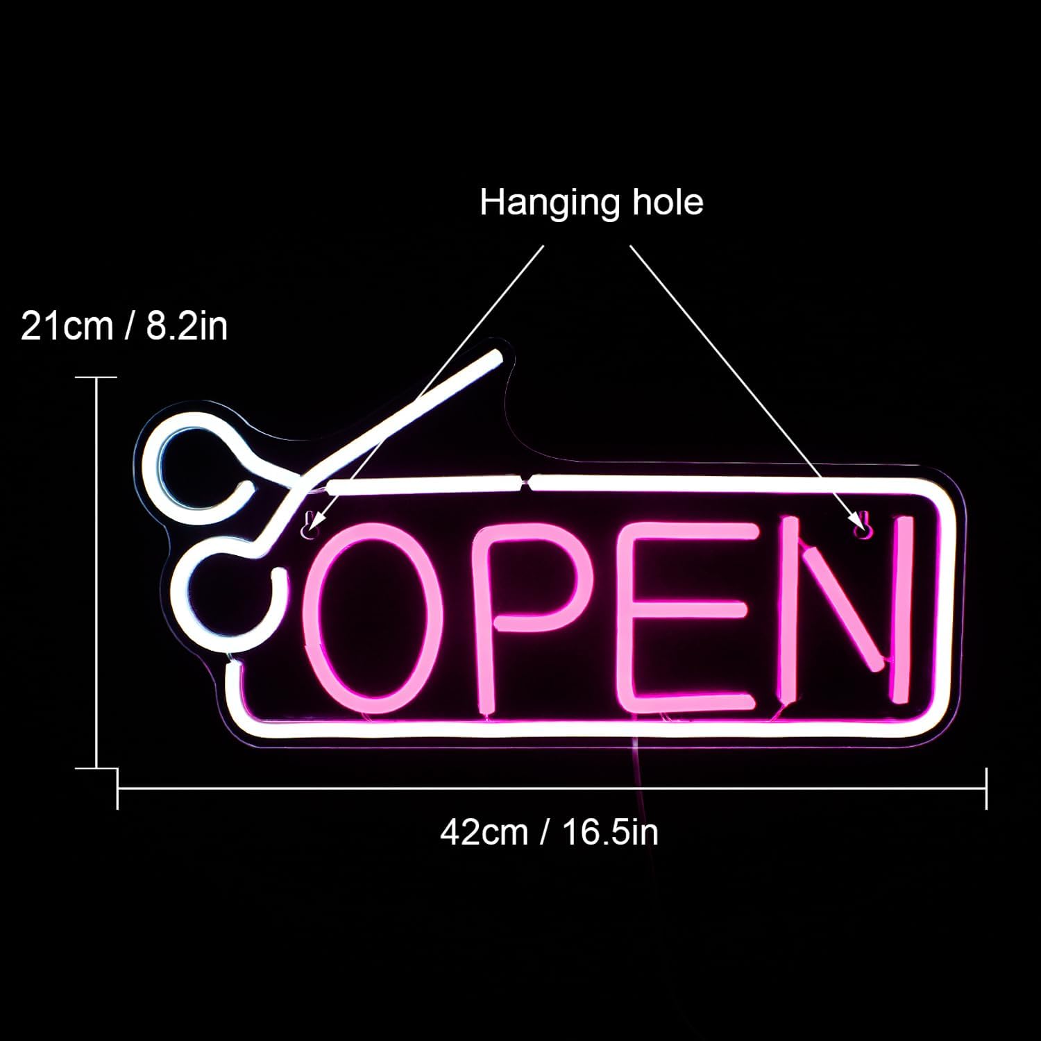 Thumbnail 1 de Letrero de neón rosa y blanco LED para pared, USB, Open