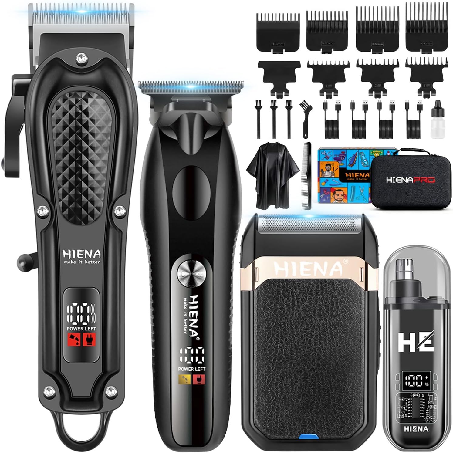 Detalle de HIENA PRO Tagliacapelli Uomo Professionale: Kit completo per taglio, barba e naso