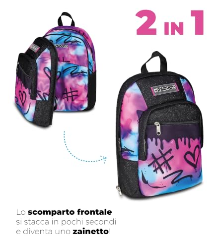 Detalle de Seven Zaino Scuola Dual Detach: 2-in-1 zaino e zainetto per ragazze, rosa/azzurro