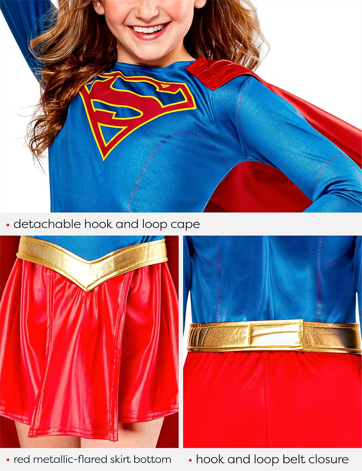 Detalle 2 de Rubies Girl's Supergirl TV Show Costume, Large 12–14, Removable Cape