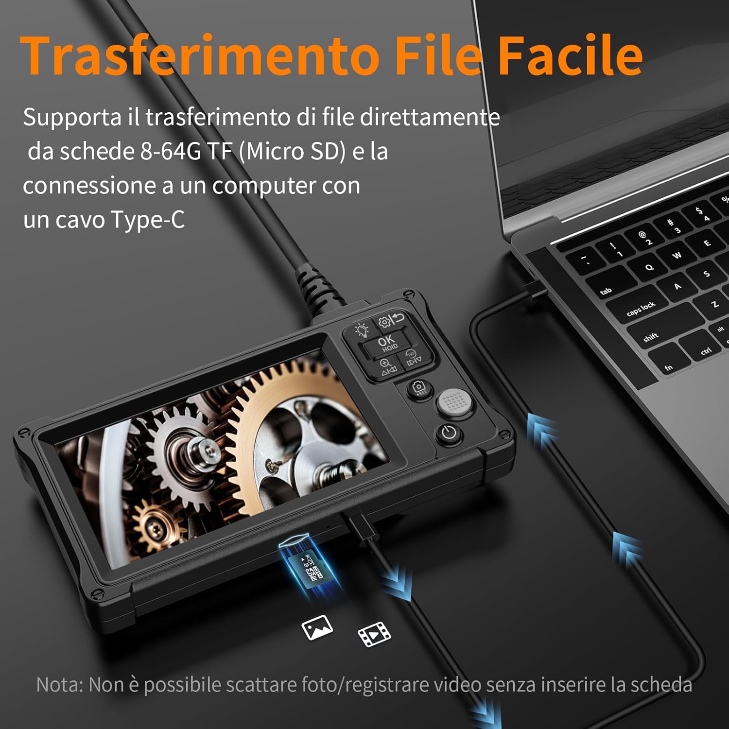 Thumbnail 6 de Telecamera di ispezione endoscopica Ennovor a doppia lente da 5'' IPS: visione HD, LED regolabili e IP67