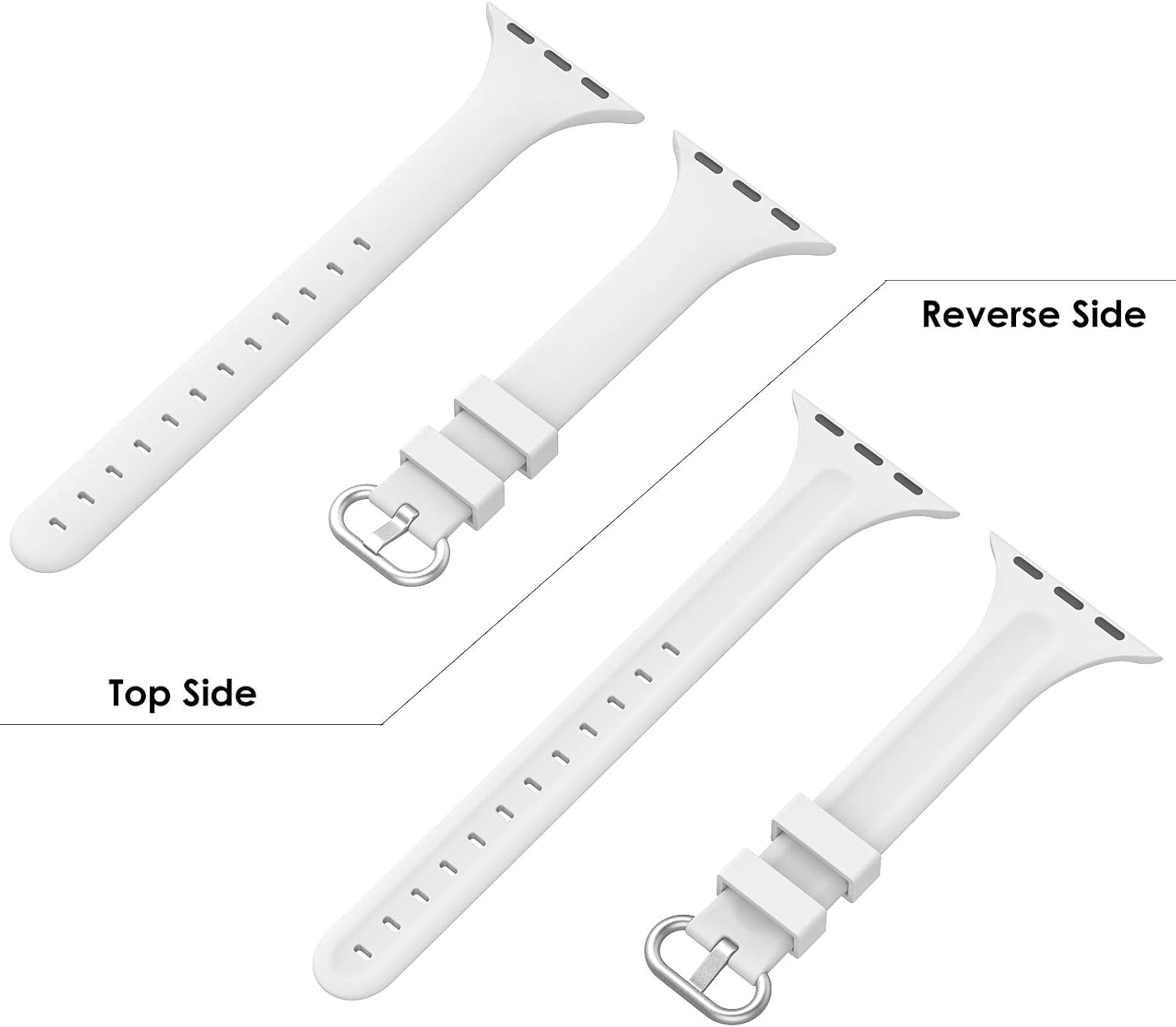 Detalle 2 de PARMPH 3 Packs Sport Strap for Apple Watch (38mm–42mm): Slim Silicone Replacement Bands